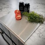 Satin Stainless Steel Folded Edge Worktop Saver Counter Protector Chopping Board