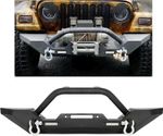 Front Winch Bumper Black Compatible with 1986-2006 Jeep Wrangler TJ YJ with D-Ri