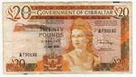 GIBRALTAR 20 POUNDS 1986 P 23.  VF CONDITION. 5RW 28OCT