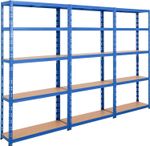 BiGDUG Heavy Duty Garage Shelving Unit 3 Bay - 1790H x 900W mm - Blue Shelves