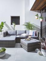 Hamilton Corner Sofa Set Grey Garden Rattan Patio Lounge