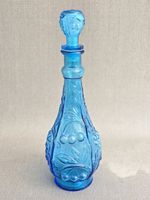 Vintage MCM Empoli Style Blue Glass Grape Genie Bottle Decanter Stopper