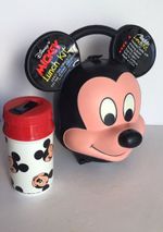 Disney Mickey Mouse Head Lunch Box Kit with Thermos Flask Aladdin Industries New
