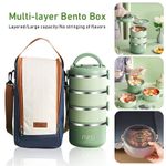 Stainless Steel Multilayer Hot Food Flask Lunch Box Vacuum Insulated W/Handle