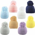 Baby Pom Pom Hat Bobble Beanie Cap Knitted Boy Girl NB, 0-3, 3-6, 6-12 Months