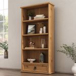 Corona DVD Rack 1 Drawer Bookcase CD Storage Media Solid Mexican Pine Waxed