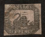 1857 Western Australia Sc# 4 Imperforate - Six Pence, Bronze Swan. Used Cv$700
