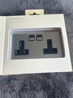 LightwaveRF Connect 2 Gang 13A Switched Smart Socket Chrome JSJS LW270