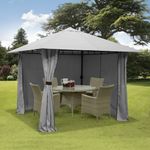 3m x 3m Gazebo Marquee Heavy Duty Garden Tent Showerproof Full Side Curtains 