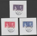 MAURITIUS  1937 CORONATION set of 3  with MADAME JOSEPH FORGED POSTMARK