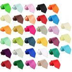 Mens Slim Tie Satin Plain Solid Formal Wedding Necktie Free Pocket Square by DQT
