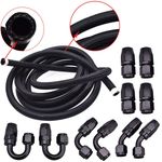 AN10 Nylon Stainless Steel Braided Fuel Hose End Fuel Adapter Kit Oil Line 16FT