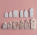Polymer Clay Cutters 6 Townhouse Houses Set Windows Doors Embossing Two Sizes