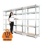 3-Bay Steel Garage Shelving Racking - Galvanised and Boltless - 175KG UDL 