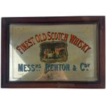 Vintage Messrs Renton & Coy Finest Old Scotch Whisky Mirror Sign Bar Decor