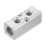 2 Way 4 Port 1/4" Output Port 1/2" Supply Port Air Hose Inline Manifold Silver
