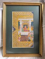 Antique original Mughal gouache Painting, Shah Jahan Or Akbar Durbar court Scene