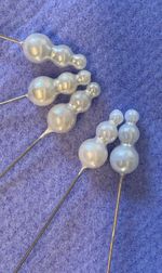 Vintage Hat Pin 11 CM Unusual Triple Faux Pearl in Sets of 2 &5 NEW