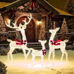 3-Piece Pre-Lit Iridescent Christmas Reindeer Family Set 215 Warm White LED Xmas