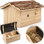 Wooden Bee Hotel Bug Home Bumblebee House with Bark Roof Natural Garden Decor UK