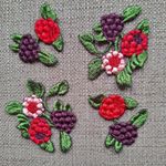 Raspberry berries 4 pcs sew on embroidered patches set