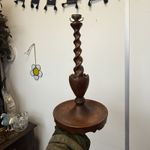 Vintage Barley Twist Hand Turned Wooden Candle Holder Antique Decor 