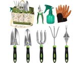 Garden Tool Set with Floral Bag,9-Piece Stainless Steel Gardening Hand Tool with