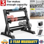 Heavy Duty Dumbbell Rack Storage Stand Hex Weight 3 Tier Wide Home Gym Fitness