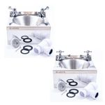 Commercial Stainless Steel Hand Wash Basin Sink with Taps Waste Plug Trap