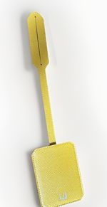 Dunhill London Luggage Tag In mustard codagan Leather - Silver Dunhill logo