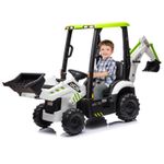 12V Electric Ride-on Tractor for Kids, 4-in-1 Ride-on Digger Shovel Music White