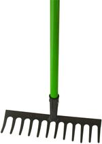 GARDEN RAKE 12 Tooth Lawn Rake Shaft Garden Handle Leaf Metal Head Carbon Steel