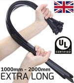 Extra Large Cable Ties Heavy Duty Long and Wide Zip Ties Black 1000mm - 2000mm