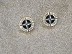 2x Football Casuals Stone Island pin badge hooligan new light Blue & White 13mm