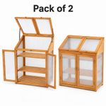3 Shelves Outdoor Garden Plant Growing Shelter Wooden Greenhouse Cold Frame - 2x
