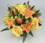 Artificial silk flowers memorial Crem Pot - Grave arrangement FREE P&P 27cm