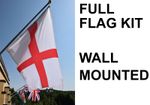World Cup 2026 ENGLAND FLAG - Wall Mounted Flag Pole Kit w/ 6ft Anti-Tangle Pole