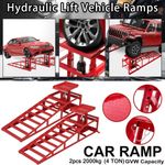4ton Hydraulic Car Ramps 2PC Heavy Duty Garage Auto Van Bottle Lift Jack Ramp