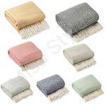LUXURY 100% COTTON HERRINGBONE THROW BLANKET FOR SOFAS CHAIR BED RUNNER CHEVRON