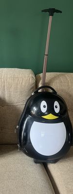 Kids Penguin Hard Shell Suitcase Wheelie Trolley Luggage Cabin Bag Carry On 18"