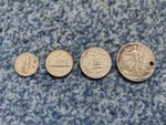 US COINAGE SILVER SET OF 4 5c 10c 25c 50c 90%/35% AG DIME NICKEL QUARTER WALKING