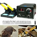 60W Pyrography Machine Wood Burning Tool Kit Digital Display 2 Pens UK Plug