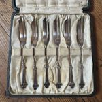 Set Of Six Antique Liberty & Co. Solid Silver Cased Cake Pastry Forks, 1925, 70g