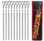 10x BBQ SPRING LONG METAL BARBECUE KEBAB FOOD MEAT GRILL STICKS SKEWERS COOKING
