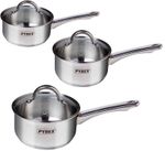 Saucepan with Lid Stainless Steel Pyrex Cooking Kitchen Cookware Master all size
