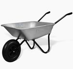 65L Garden Barrow 100kg 1 Wheel Ergonomic Handle Steel Silver/Black