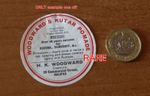 EX RARE ANTIQUE POT LID RED PAPER LABEL WOODWARD`S KUTAR POMADE CHEMISTS HALIFAX