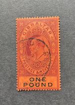 Gibraltar SG 64 1904-08 £1 deep purple & black USED - CAT £750