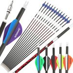31" Dark Glow Pure Carbon Arrows SP300-600 2" Vanes Recurve Compound Bow Hunting