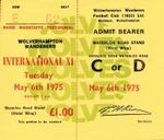 TICKET: Wolves v International X1 (David Wagstaffe Testimonial) 1974/1975